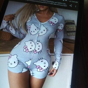 Gray Hello Kitty Pajama Romper
